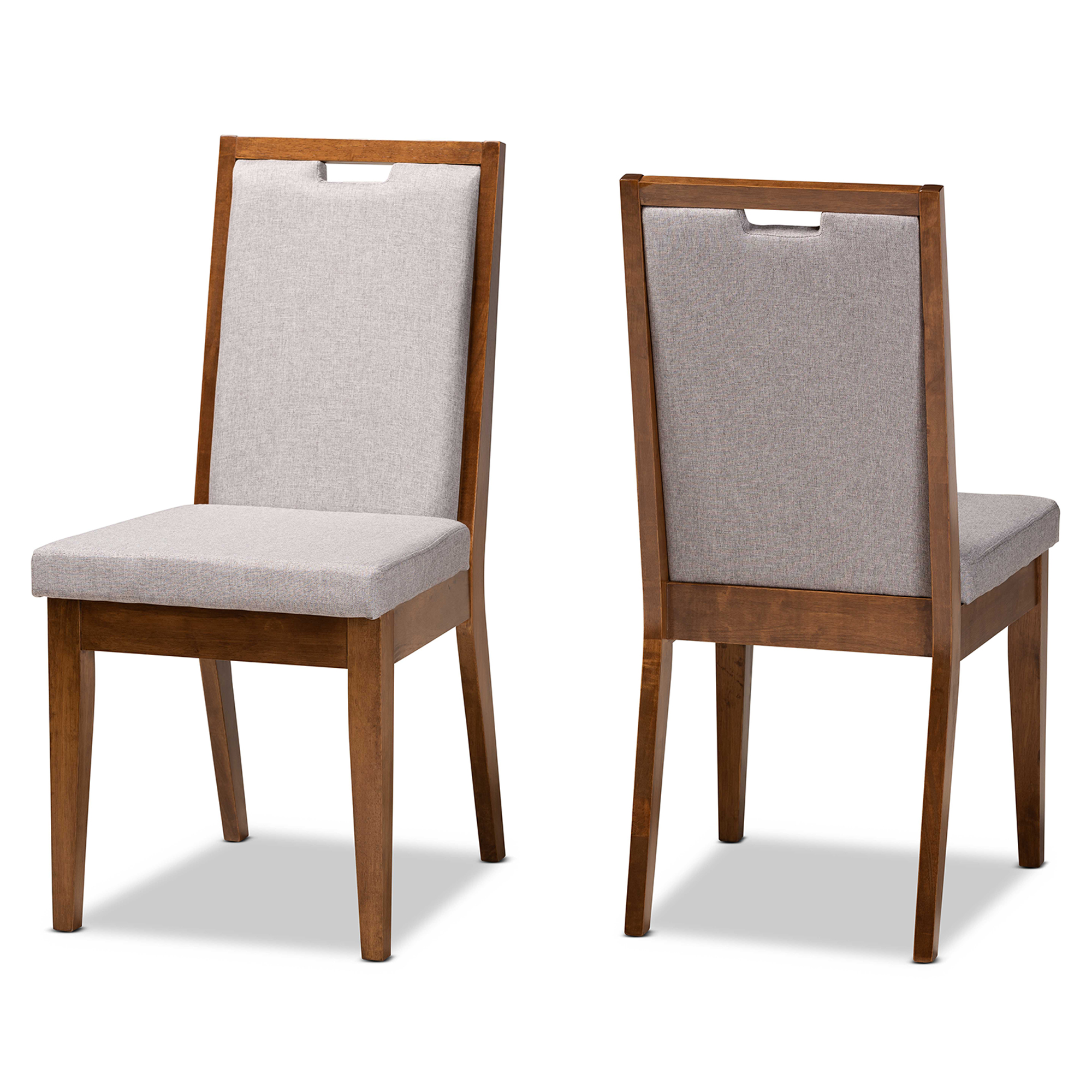 Baxton Studio Octavia Modern and Contemporary Grey Fabric Upholstered and Walnut Brown Finished Wood 2-Piece Dining Chair Set
